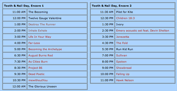 Programme du Tooth & Nail day